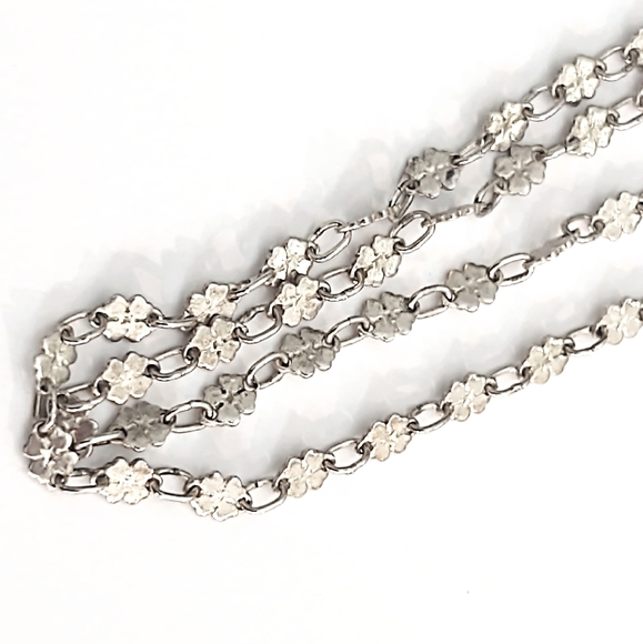 Vintage Sterling Silver 4 Leaf Clover Necklace made in Italy - Picture 6 of 6